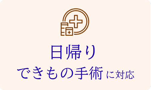 植物園前ライラック皮膚科のアピールポイント
「日帰りできもの手術に対応」